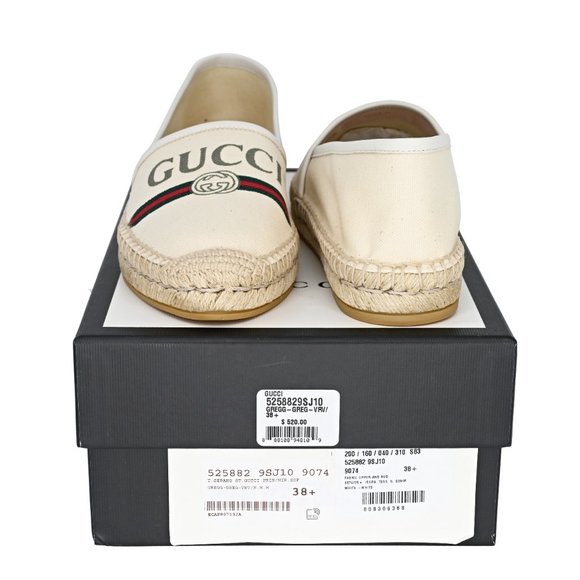 Gucci Women's Logo Print Canvas Espadrille Flats - Picture 11 of 12